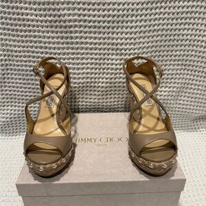 Jimmy Choo Tan Wedge Sandals